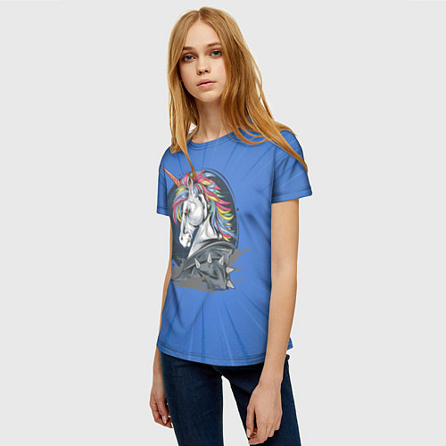 Женская футболка Единорог Rock / 3D-принт – фото 3