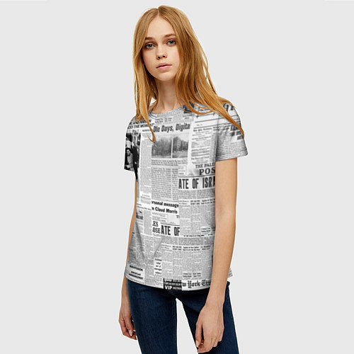 Женская футболка Газета Newspaper / 3D-принт – фото 3