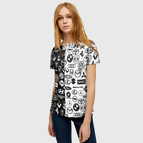 Женская футболка ЛОГОТИПЫ АВТО / 3D-принт – фото 3