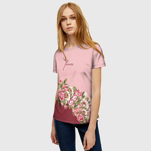 Женская футболка Flowers / 3D-принт – фото 3