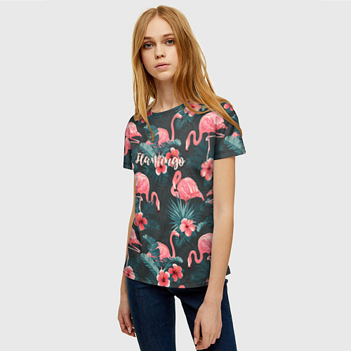 Женская футболка Flamingo / 3D-принт – фото 3