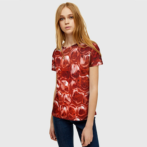 Женская футболка Красный Лед / 3D-принт – фото 3
