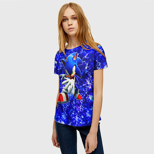 Женская футболка Sonic Молнии / 3D-принт – фото 3