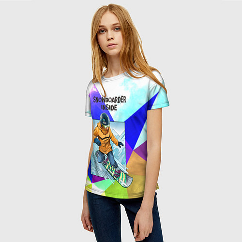 Женская футболка Сноуборд / 3D-принт – фото 3