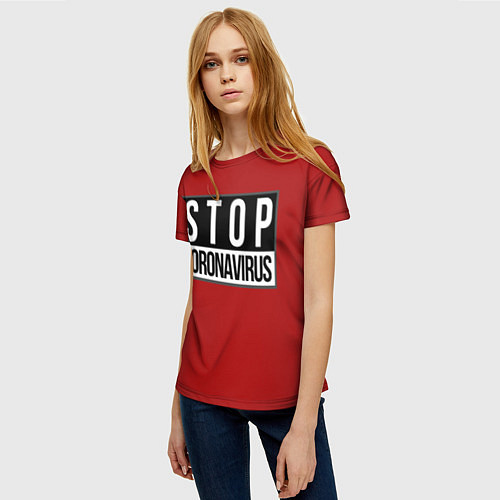 Женская футболка Stop Coronavirus / 3D-принт – фото 3