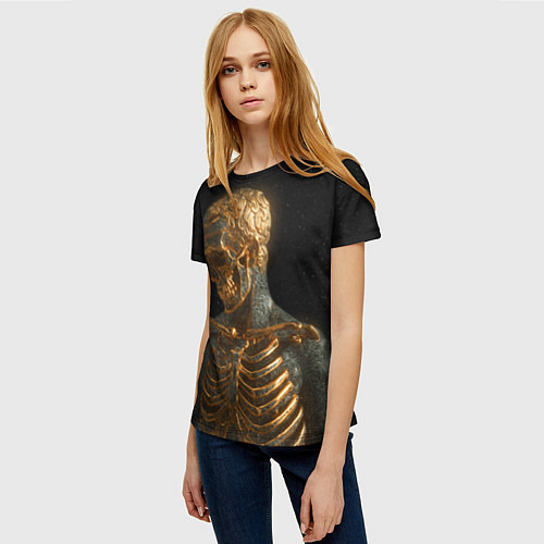 Женская футболка Скелет В Золоте / 3D-принт – фото 3