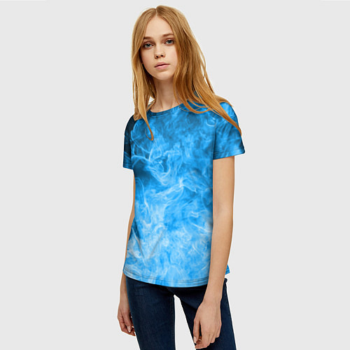 Женская футболка ОГОНЬ BLUE / 3D-принт – фото 3