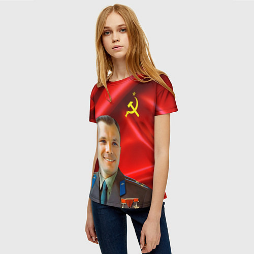 Женская футболка Юрий Гагарин / 3D-принт – фото 3