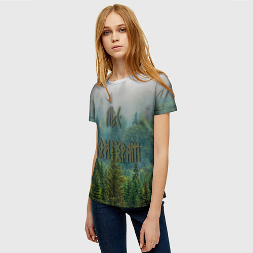 Женская футболка Лес мой храм / 3D-принт – фото 3