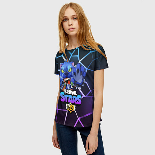 Женская футболка Brawl Stars LEON / 3D-принт – фото 3
