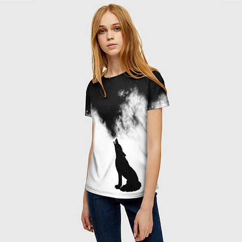 Женская футболка Galaxy wolf / 3D-принт – фото 3