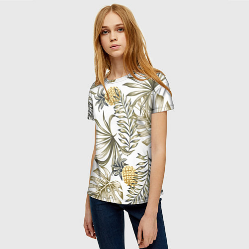 Женская футболка Тропики хаки / 3D-принт – фото 3