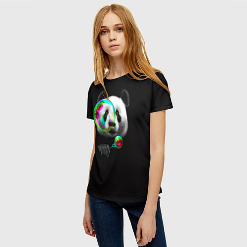 Женская футболка Панда и мыльный пузырь / 3D-принт – фото 3