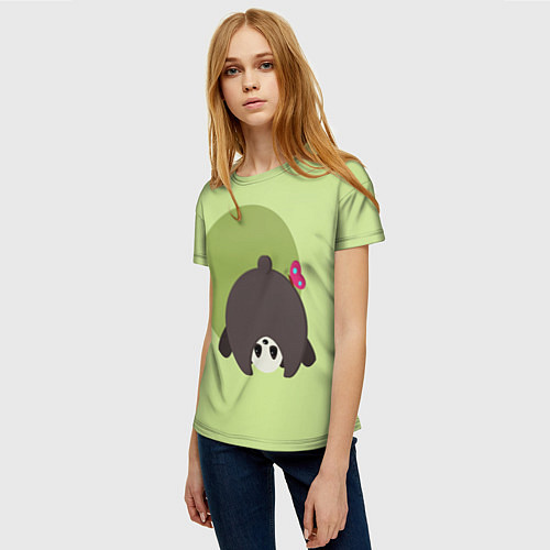 Женская футболка Прикольная панда с бабочкой / 3D-принт – фото 3