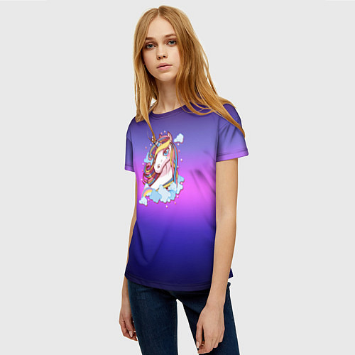 Женская футболка Единорог / 3D-принт – фото 3