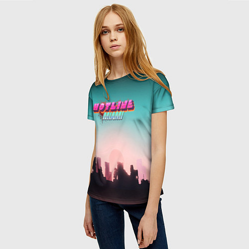 Женская футболка HOTLINE MIAMI / 3D-принт – фото 3