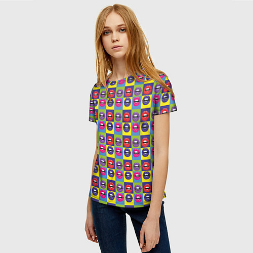 Женская футболка Губы Поп-арт / 3D-принт – фото 3