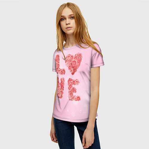 Женская футболка Love Розы / 3D-принт – фото 3