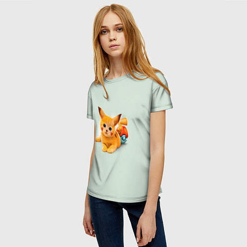 Женская футболка Котенок покемон пикачу арт / 3D-принт – фото 3