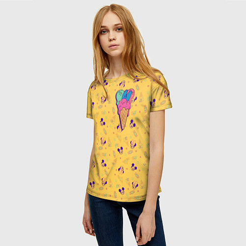 Женская футболка Минни Маус мороженое / 3D-принт – фото 3