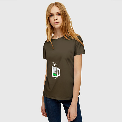 Женская футболка Батарейка заряд чашка кофе / 3D-принт – фото 3