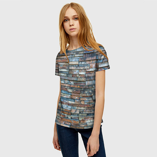 Женская футболка СТЕНА КИРПИЧ / 3D-принт – фото 3