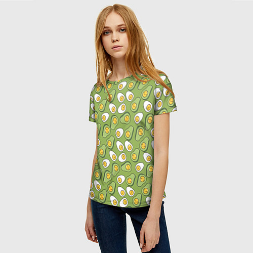 Женская футболка Avocado and Eggs / 3D-принт – фото 3