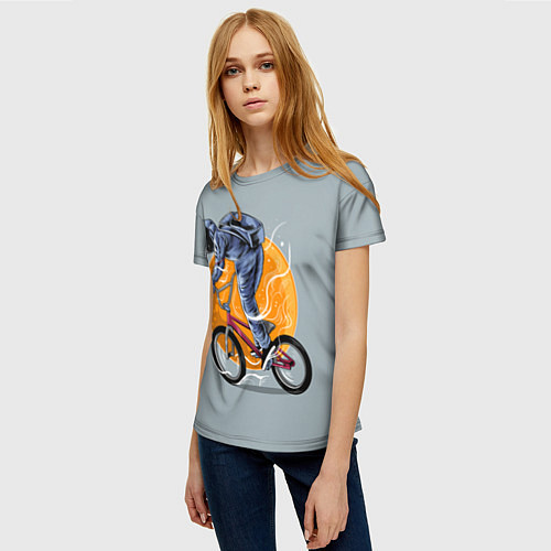 Женская футболка Космический велосипедист Z / 3D-принт – фото 3