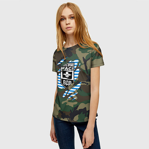 Женская футболка Рваный камуфляж ВДВ / 3D-принт – фото 3