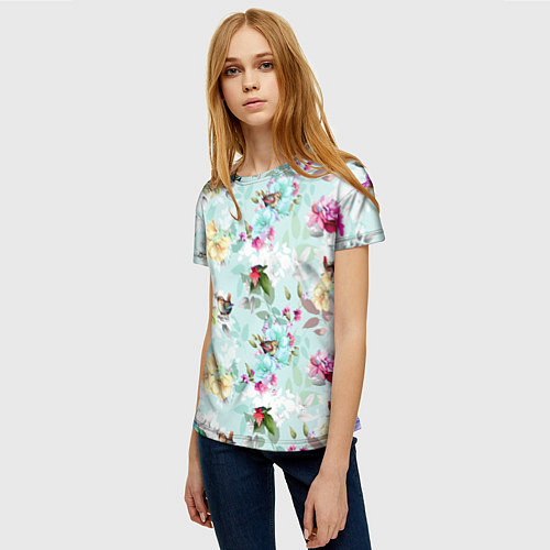 Женская футболка Весенние цветы / 3D-принт – фото 3