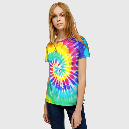 Женская футболка TIE-DYE СТЕНА / 3D-принт – фото 3