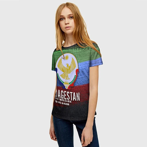 Женская футболка Дагестан - Кавказ Сила / 3D-принт – фото 3