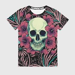 Футболка женская Череп в цветах, цвет: 3D-принт