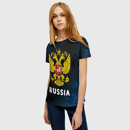 Женская футболка RUSSIA РОССИЯ / 3D-принт – фото 3