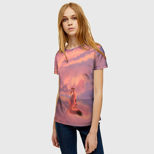 Женская футболка Лиса и небеса 2 / 3D-принт – фото 3