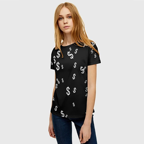 Женская футболка Доллар / 3D-принт – фото 3