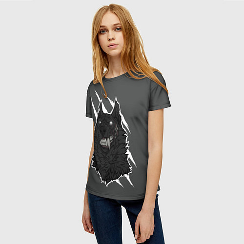 Женская футболка Волк / 3D-принт – фото 3