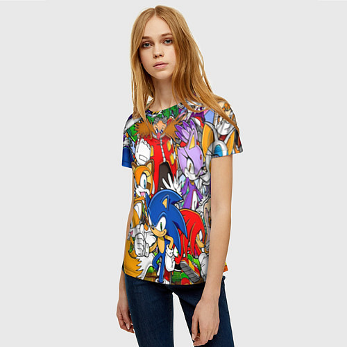 Женская футболка Sonic / 3D-принт – фото 3