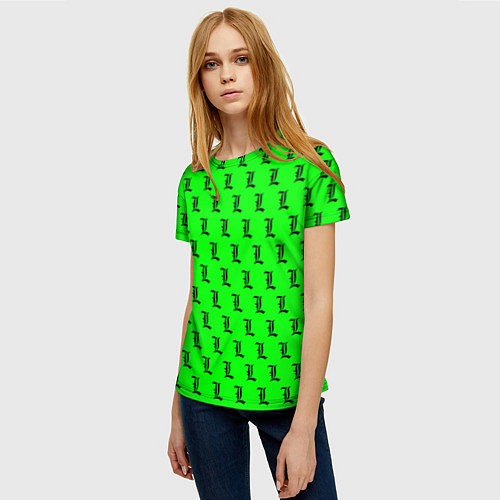 Женская футболка Эл паттерн зеленый / 3D-принт – фото 3