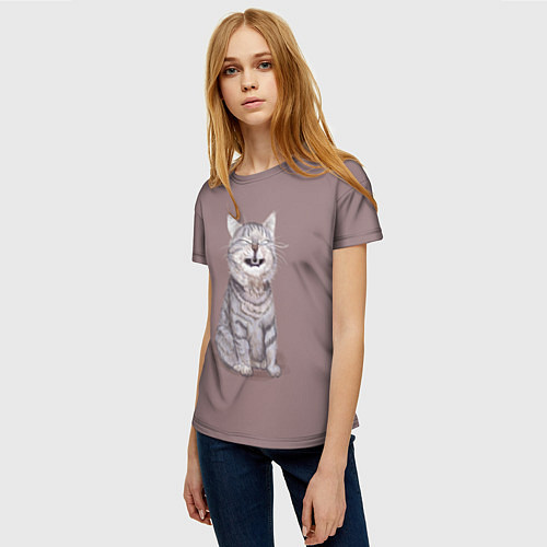 Женская футболка Котёнок ыыы / 3D-принт – фото 3