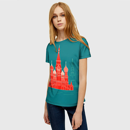 Женская футболка Москва / 3D-принт – фото 3