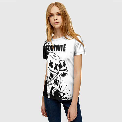 Женская футболка FORTNITE MARSHMELLO / 3D-принт – фото 3