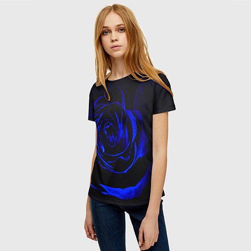 Женская футболка Синяя роза / 3D-принт – фото 3