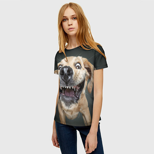 Женская футболка Улыбающаяся Собака / 3D-принт – фото 3