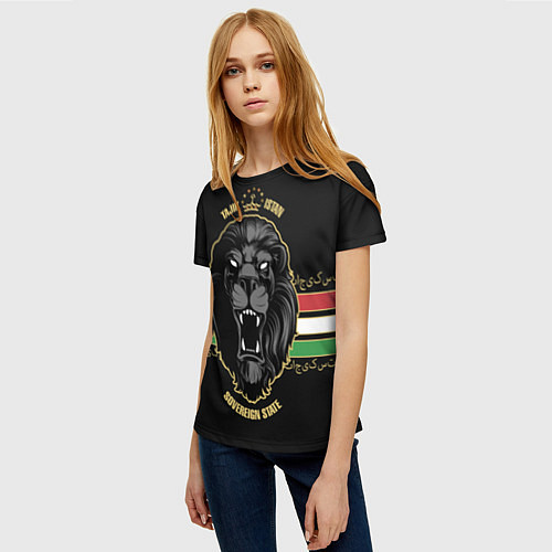 Женская футболка Таджикистан - черный лев / 3D-принт – фото 3