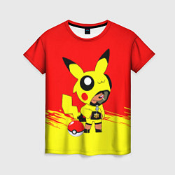 Футболка женская Brawl starsLeon pikachu, цвет: 3D-принт