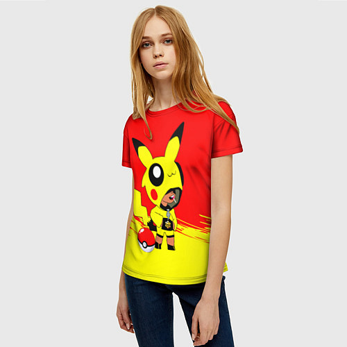 Женская футболка Brawl starsLeon pikachu / 3D-принт – фото 3