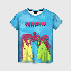 Футболка женская Colored unicorns, цвет: 3D-принт