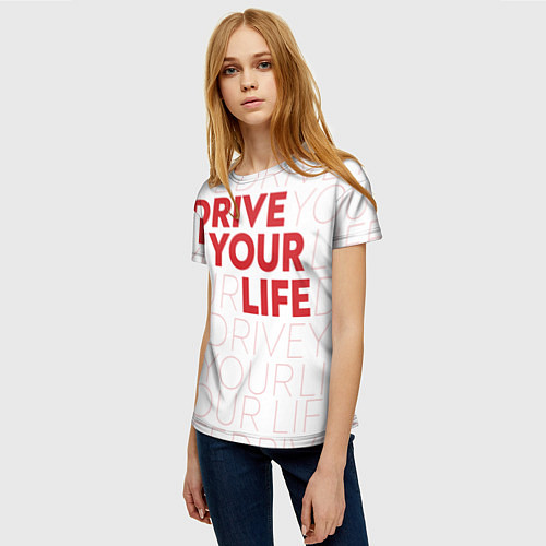 Женская футболка Drive Your Live: Red / 3D-принт – фото 3