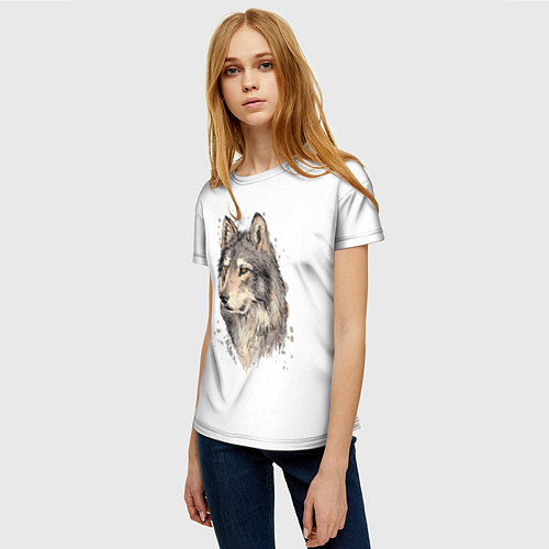 Женская футболка Волк / 3D-принт – фото 3